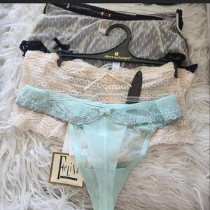 Women's Lace Panties Bundle- Light Blue, Beige, Black